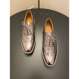 Johnston & Murphy | Gracelyn Metallic Leather Lace-Up Wingtip Loafers | 8M
